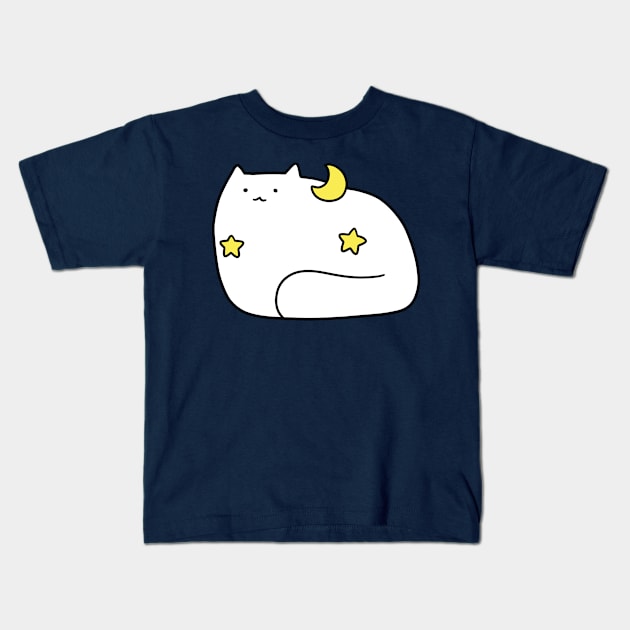 Stars and Moon White cat Kids T-Shirt by saradaboru